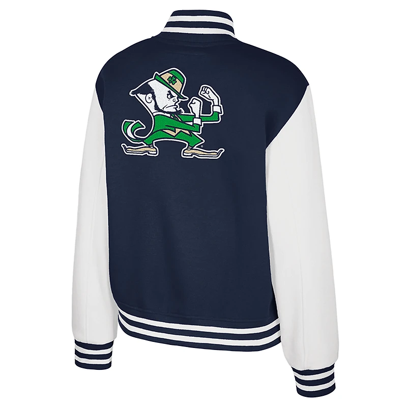 Veste polaire à boutons-pression Colosseum Navy pour femme, motif Fighting Irish French Baguette, Notre Dame