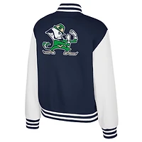 Veste polaire à boutons-pression Colosseum Navy pour femme, motif Fighting Irish French Baguette, Notre Dame