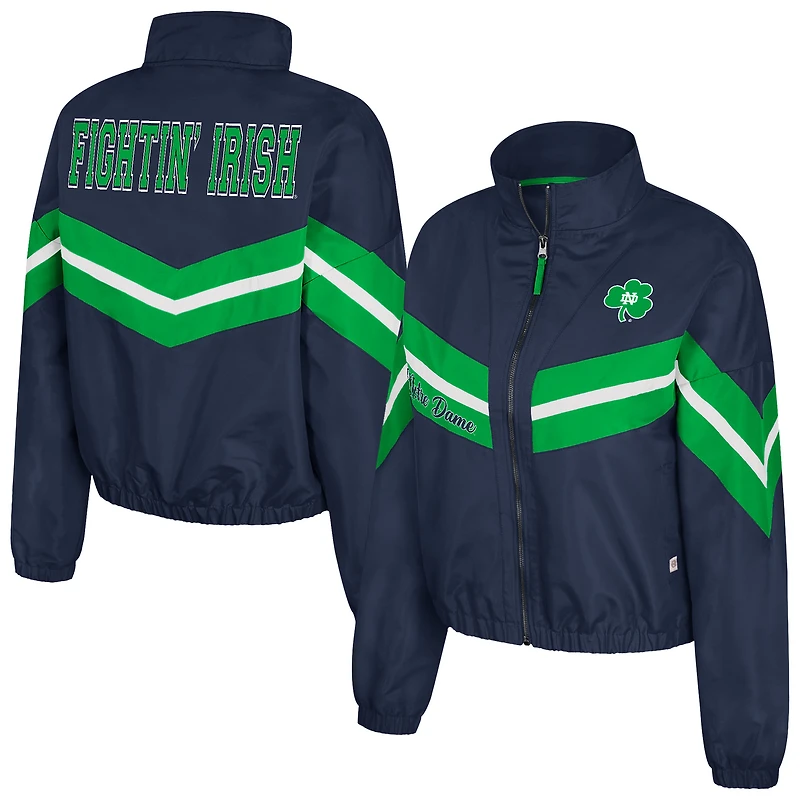 Women's Colosseum  Navy Notre Dame Fighting Irish Thin Ice Full-Zip Windbreaker