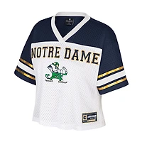 Women's Colosseum  White Notre Dame Fighting Irish Treasure Cropped Football Jersey