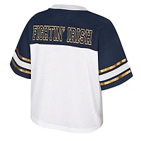 Women's Colosseum  White Notre Dame Fighting Irish Treasure Cropped Football Jersey
