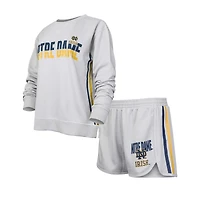 Ensemble de nuit Concepts Sport gris Notre Dame Fighting Irish Cedar Tri-Blend t-shirt à manches longues et short pour femmes