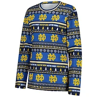 Women's Concepts Sport Navy Notre Dame Fighting Irish Ugly Sweater Holiday Long Sleeve Top & Pants Sleep Set