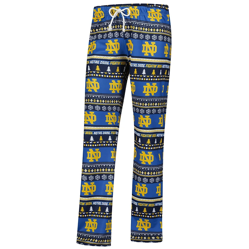 Ensemble de nuit pour femme Concepts Sport Navy Notre Dame Fighting Irish Ugly Sweater Holiday, haut à manches longues et pantalon