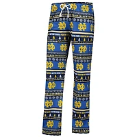 Ensemble de nuit pour femme Concepts Sport Navy Notre Dame Fighting Irish Ugly Sweater Holiday, haut à manches longues et pantalon