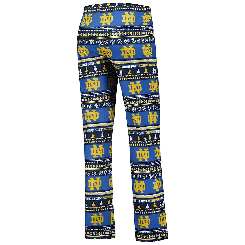 Ensemble de nuit pour femme Concepts Sport Navy Notre Dame Fighting Irish Ugly Sweater Holiday, haut à manches longues et pantalon