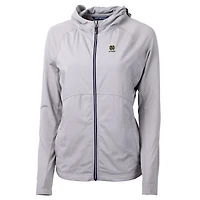 Women's Cutter & Buck  Navy Notre Dame Fighting Irish Alumni Adapt Eco Knit Hybrid Recycled Full-Zip Hoodie