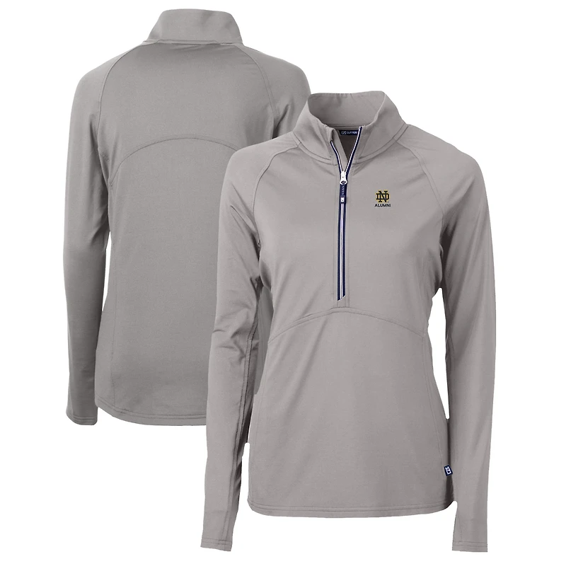 Pull-over demi-zippé en tricot extensible recyclé pour femme Cutter & Buck gris des Fighting Irish Alumni Adapt Eco Knit