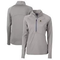 Pull-over demi-zippé en tricot extensible recyclé pour femme Cutter & Buck gris des Fighting Irish Alumni Adapt Eco Knit