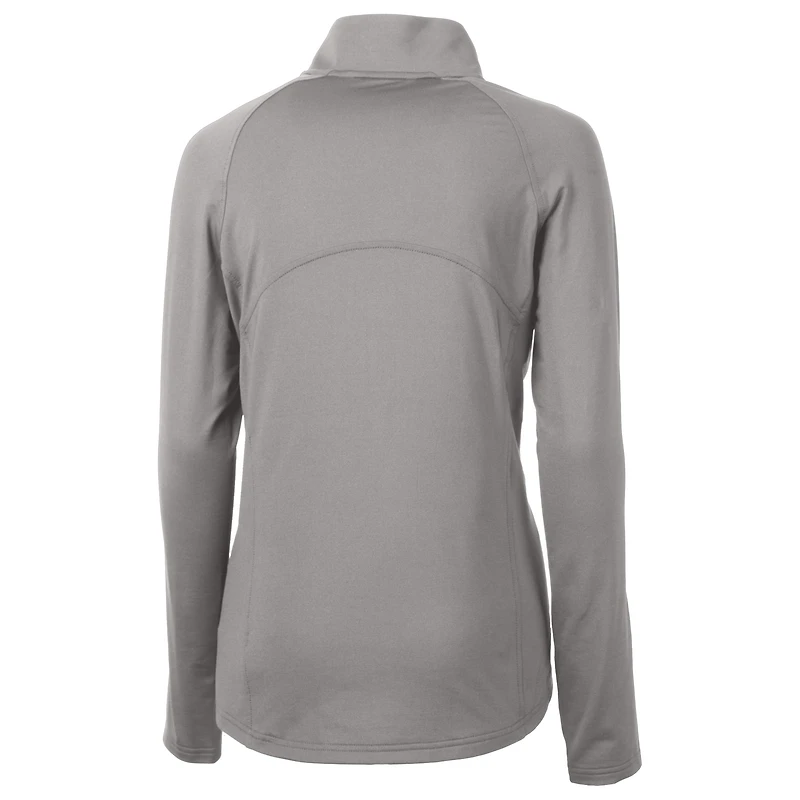 Pull-over demi-zippé en tricot extensible recyclé pour femme Cutter & Buck gris des Fighting Irish Alumni Adapt Eco Knit