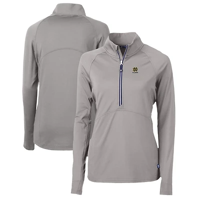Pull-over demi-zippé en tricot extensible recyclé pour femme Cutter & Buck gris des Fighting Irish Alumni Adapt Eco Knit
