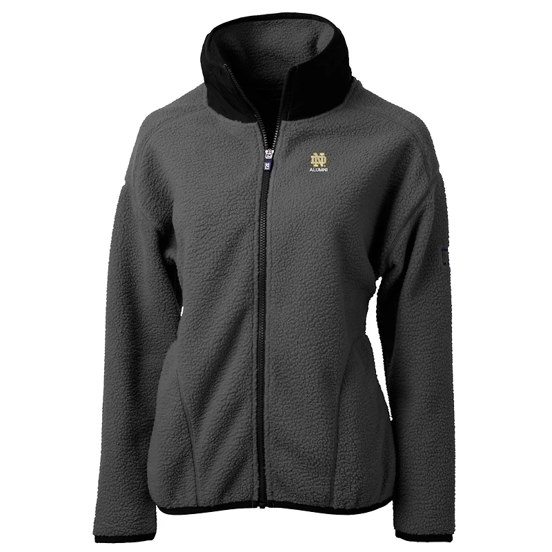 Women's Cutter & Buck  Gray Notre Dame Fighting Irish Alumni Cascade Eco Sherpa Full-Zip Fleece Jacket
