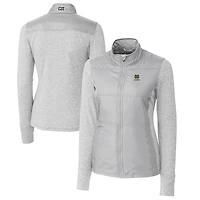 Women's Cutter & Buck  Gray Notre Dame Fighting Irish Alumni DryTec Stealth Hybrid Quilted Full-Zip Windbreaker Jacket