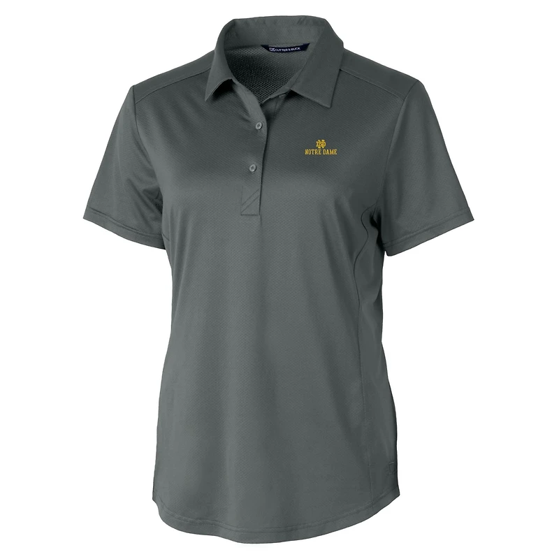 Women's Cutter & Buck Gray Notre Dame Fighting Irish Prospect Textured Stretch Polo
