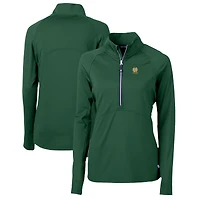 Women's Cutter & Buck Green Notre Dame Fighting Irish Alumni Adapt Eco Knit Stretch Recycled Half-Zip Pullover Top