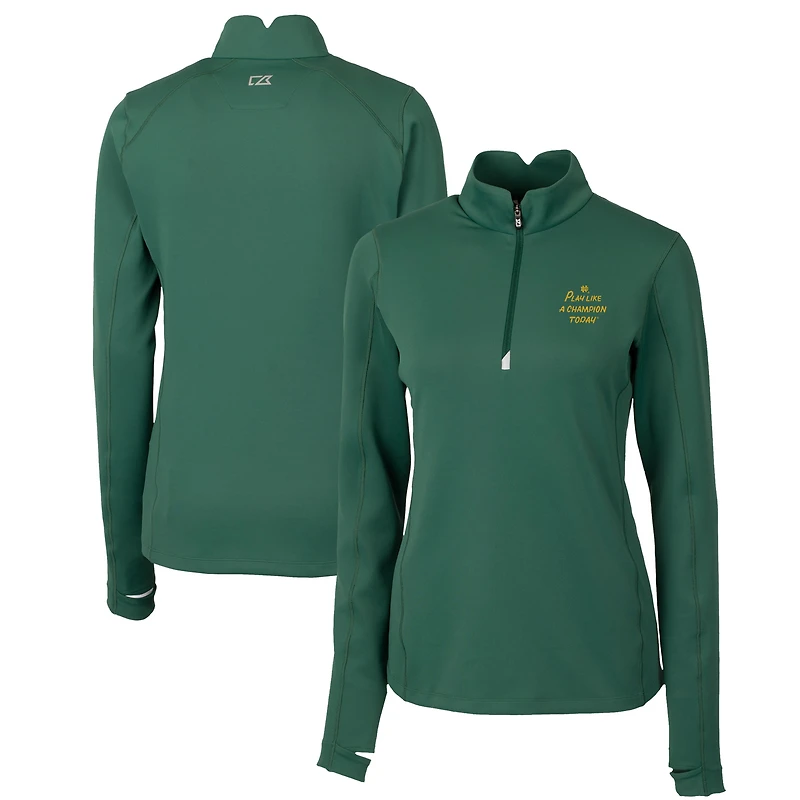 Women's Cutter & Buck Navy Notre Dame Fighting Irish Play Like A Champion Today Traverse Stretch DryTec Quarter-Zip Top