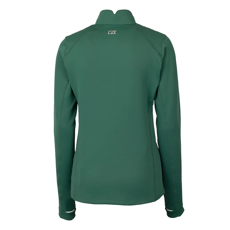 Women's Cutter & Buck Navy Notre Dame Fighting Irish Play Like A Champion Today Traverse Stretch DryTec Quarter-Zip Top