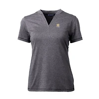 Women's Cutter & Buck  Heather Charcoal Notre Dame Fighting Irish Alumni DryTec Forge Stretch V-Neck Blade Top