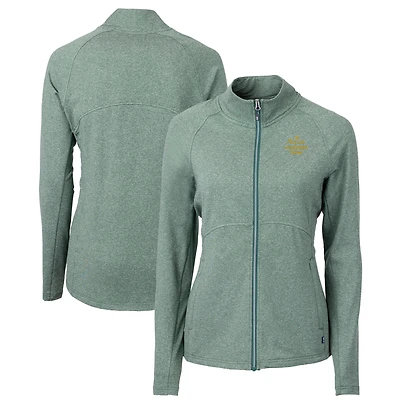 Women's Cutter & Buck Heather Green Notre Dame Fighting Irish Play Like A Champion Today Adapt Eco Knit Recycled Raglan Full-Zip Top