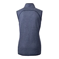 Women's Cutter & Buck  Heather Navy Notre Dame Fighting Irish Alumni Mainsail Sweater-Knit Full-Zip Vest