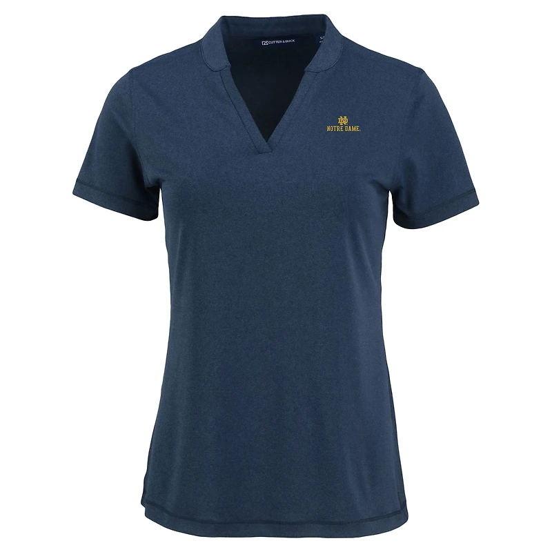 Women's Cutter & Buck Heather Navy Notre Dame Fighting Irish  Forge Heathered Stretch Blade Top