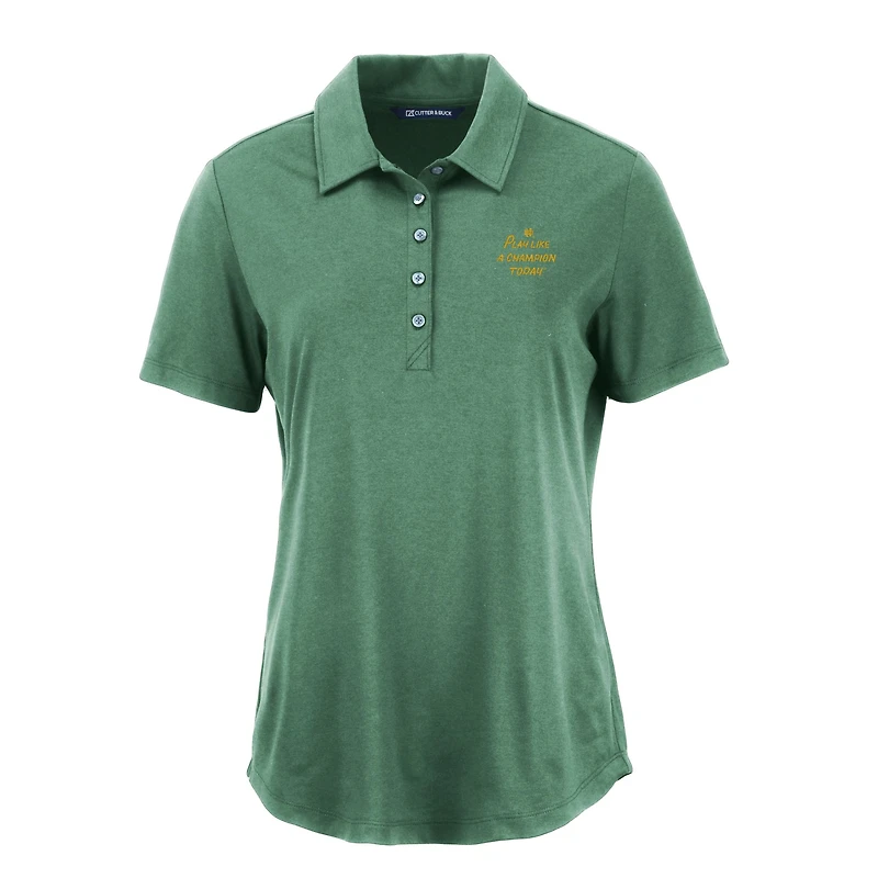 Women's Cutter & Buck Hunter Green Notre Dame Fighting Irish Play Like A Champion Today Coastline Epic Comfort Eco Recycled Polo