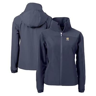 Veste zippée intégrale écologique recyclée pour femme Cutter & Buck bleu marine, en tissu Notre Dame Fighting Irish Alumni Charter