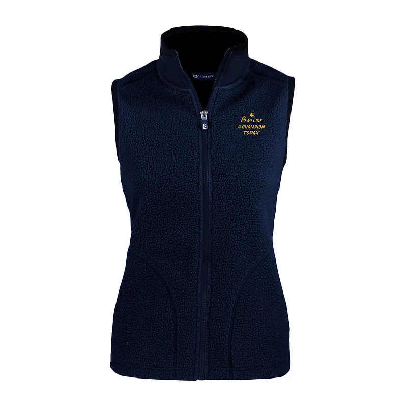 Women's Cutter & Buck Navy Notre Dame Fighting Irish Play Like A Champion Today Cascade Eco Sherpa Fleece Full-Zip Vest