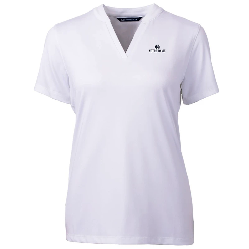 Women's Cutter & Buck White Notre Dame Fighting Irish Forge Blade V-Neck Top
