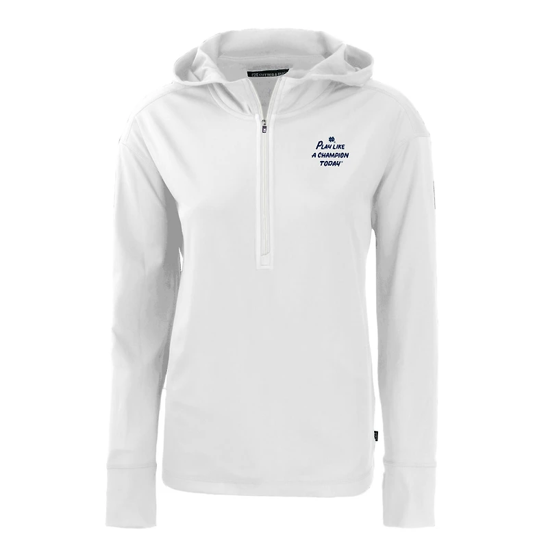 Women's Cutter & Buck White Notre Dame Fighting Irish Play Like A Champion Today Daybreak Eco Recycled Half-Zip Hoodie