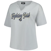 T-shirt gris à col cranté pour femme Fanatics de Notre Dame Fighting Irish, grande taille, Winning Gear