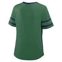 T-shirt à lacets pour femme Fanatics vert/bleu marine Notre Dame Fighting Irish Be Fearless Athena