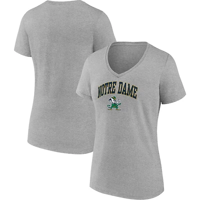 Women's Fanatics Heather Gray Notre Dame Fighting Irish Campus V-Neck T-Shirt