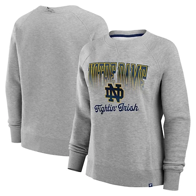 Women's Fanatics Heather Gray Notre Dame Fighting Irish Training Camp Hit Hard Fleece Pullover Sweatshirt