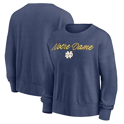 Sweat-shirt Fanatics Heather Navy Notre Dame Fighting Irish Script pour femmes