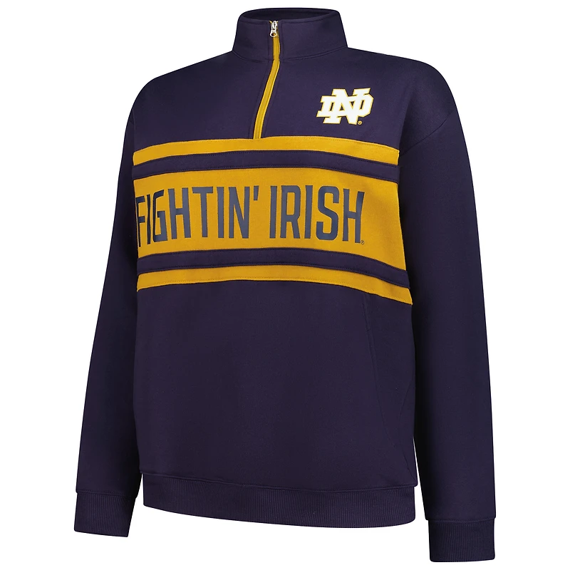 Pull zippé grande taille pour femme Fanatics bleu marine/doré des Fighting Irish de Notre Dame