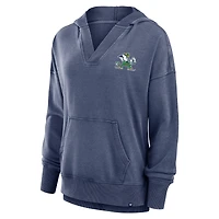 Women's Fanatics  Navy Notre Dame Fighting Irish Initiative Snow Wash French Terry V-Neck Pullover Hoodie