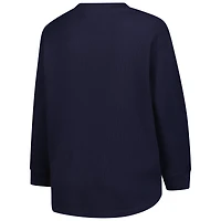 Women's Fanatics Navy Notre Dame Fighting Irish Lace-Up Waffle Knit Plus Long Sleeve T-Shirt