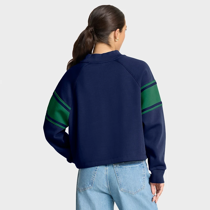 Women's Fanatics Navy Notre Dame Fighting Irish Oversized Hometown Premium Punt Coverage Raglan Pullover Sweatshirt