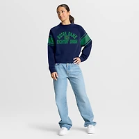 Women's Fanatics Navy Notre Dame Fighting Irish Oversized Hometown Premium Punt Coverage Raglan Pullover Sweatshirt