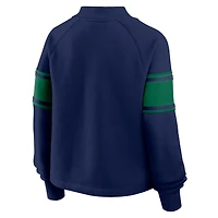 Women's Fanatics Navy Notre Dame Fighting Irish Oversized Hometown Premium Punt Coverage Raglan Pullover Sweatshirt