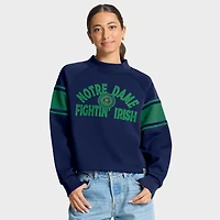 Women's Fanatics Navy Notre Dame Fighting Irish Oversized Hometown Premium Punt Coverage Raglan Pullover Sweatshirt