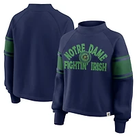 Women's Fanatics Navy Notre Dame Fighting Irish Oversized Hometown Premium Punt Coverage Raglan Pullover Sweatshirt