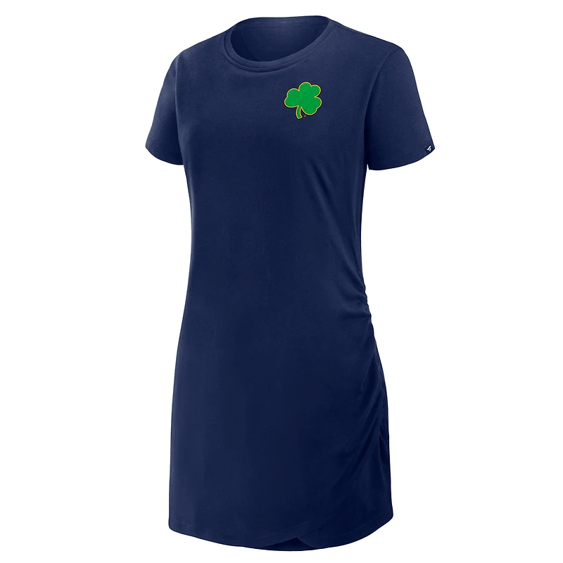 Women's Fanatics Navy Notre Dame Fighting Irish Ruched Drape T-Shirt Dress
