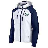 Veste à capuche anorak entièrement zippée blanche Fanatics Notre Dame Fighting Irish pour femme