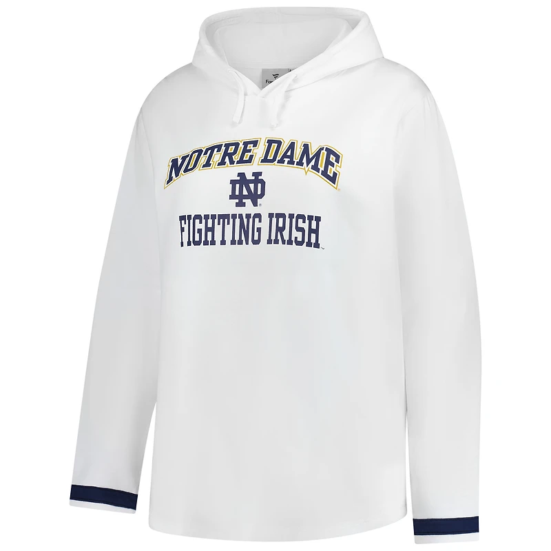 Sweat à capuche grande taille blanc Fanatics Notre Dame Fighting Irish pour femmes