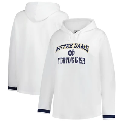 Sweat à capuche grande taille blanc Fanatics Notre Dame Fighting Irish pour femmes