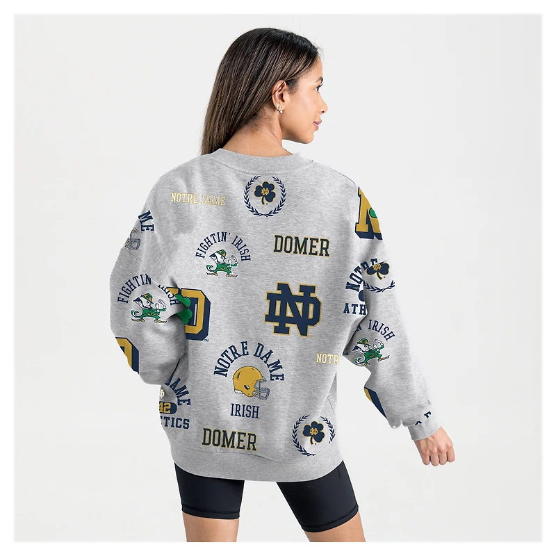Sweat-shirt en molleton gris Gameday Couture pour femme, motif Fighting Irish de Notre Dame, Always on Repeat