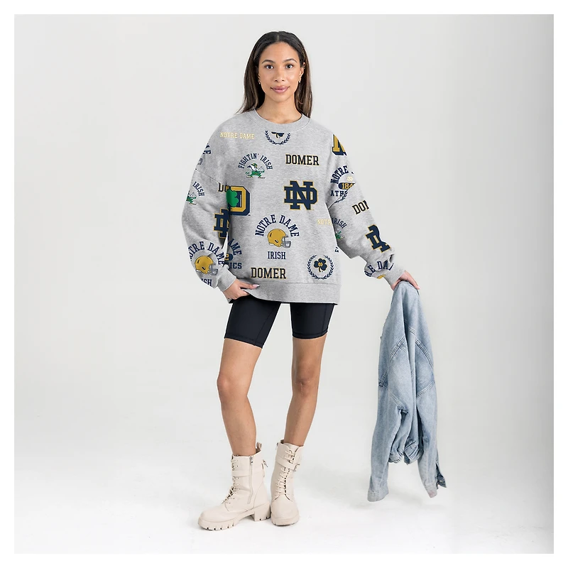 Sweat-shirt en molleton gris Gameday Couture pour femme, motif Fighting Irish de Notre Dame, Always on Repeat