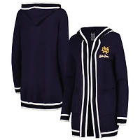 Gameday Couture pour femme Bleu marine Notre Dame Fighting Irish One More Round Tri-Blend Cardigan rayé
